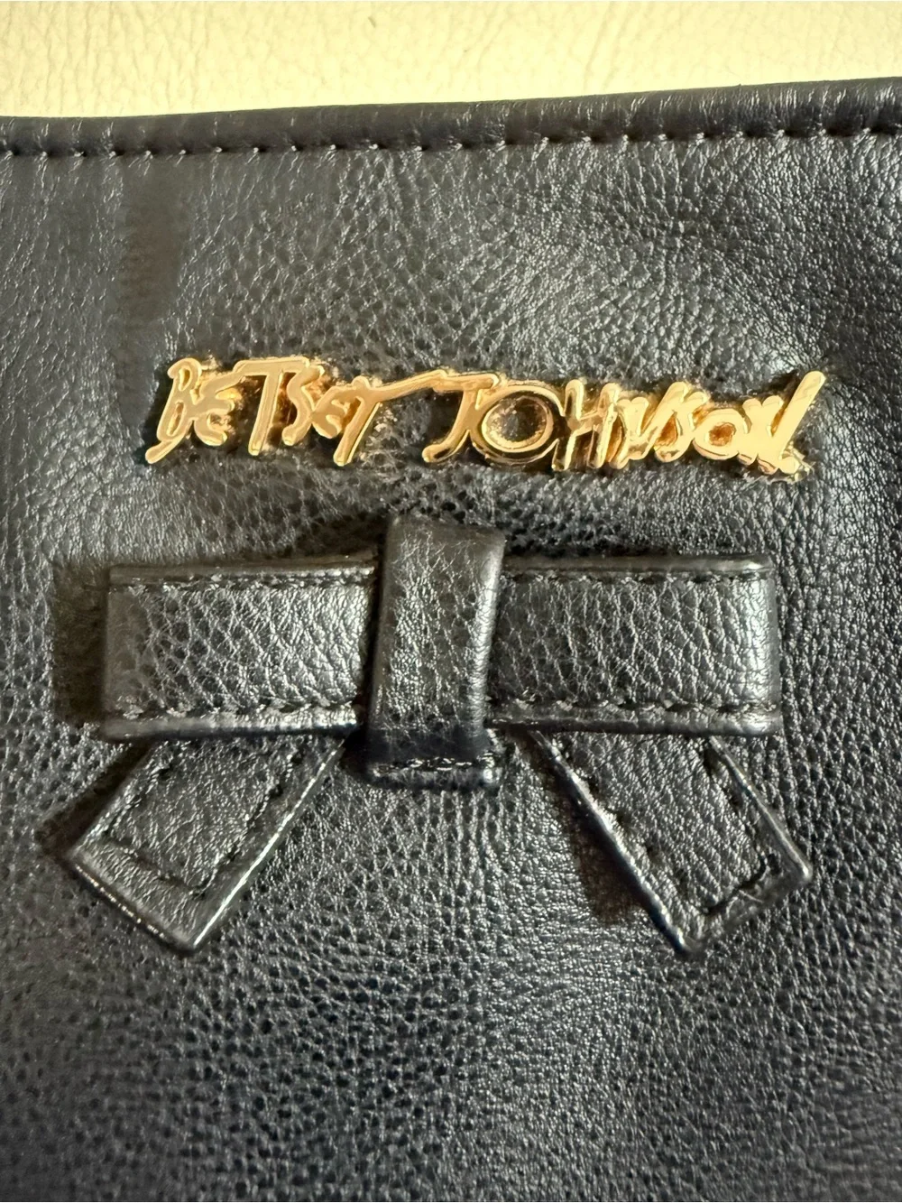 Betsey Johnson Black Shoulder Tote with Gold Chain Straps